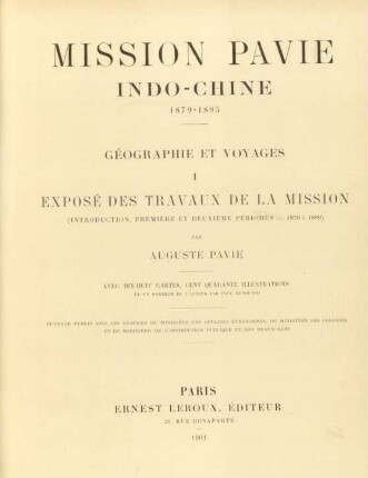[Géographie], 1: Exposé des travaux de la mission : (introduction. Première et deuxième périodes
