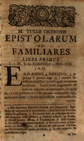 M. Tullii Ciceronis Epistolarum quæ extant Ad Familiares Libri XVI