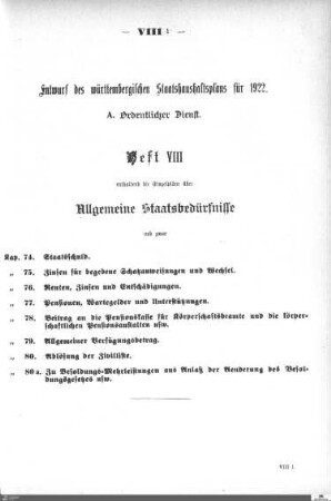 Staatshaushaltsplan 1922, Heft 8