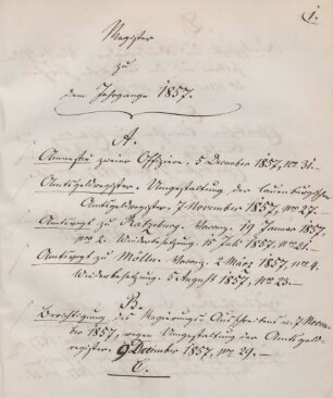 Register zu dem Jahrgange 1857