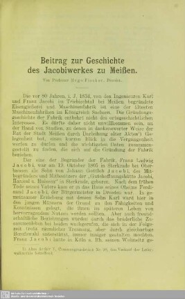 Beitrag zur Geschichte des Jacobiwerkes zu Meißen