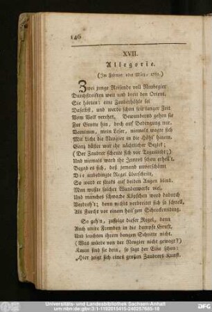 XVII. Allegorie. (Im Februar oder März, 1762.)