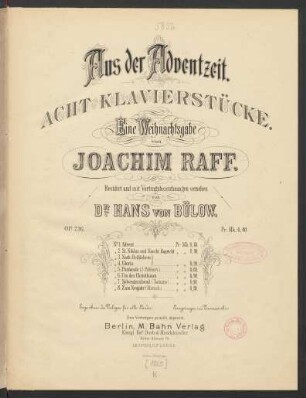 Aus der Adventszeit : acht Klavierstücke : op. 216