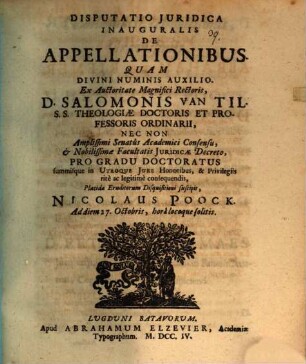 Disp. iur. inaug. de appellationibus