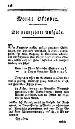Monat Oktober. Die neunzehnte Aufgabe. - Die zwanzigste Aufgabe.