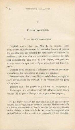 V Prières capitalistes.