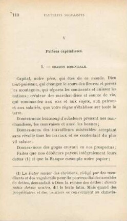 V Prières capitalistes.