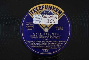 Arie des Max : (Durch die Wälder, durch die Auen...); aus: Der Freischütz; 2. Teil / (C. M. von Weber)