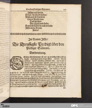 Die Dreyssigste Predigt über den Prediger Salomon.