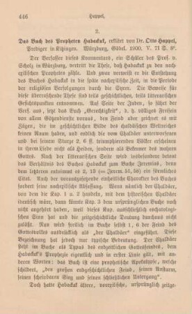 446-448 [Rezension] Happel, Otto, Das Buch des Propheten Habackuk