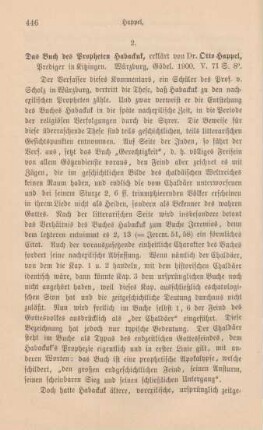 446-448 [Rezension] Happel, Otto, Das Buch des Propheten Habackuk