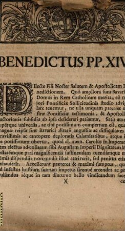 Epistola encyclica ad archiepiscopos et episcopos Bavariae de promovendo clero tam saeculari quam regulari, ut in praesentibus aerarii summi angustiis pro ratione redituum ei suppetias ferat