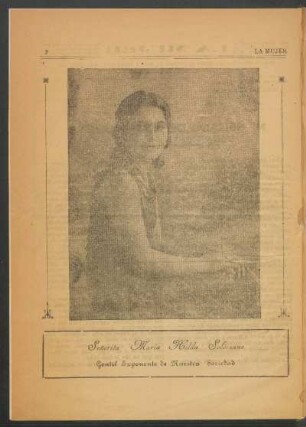 [Fotografía de] Señorita María Hilda Solórzano : Gentil exponente de nuestra sociedad