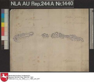 Die Insel LANGEOOG mit Einzeichnung des Inseldorfes und der Dünen Druck gezeichnet von Plener Papier auf Leinen Format 39,8x31,5 M 1:24.500 (ca)