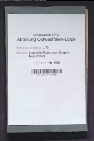 Verwendung des auf Lippe entfallenden Anteils an den französischen Kriegskostenentschädigungen, Band 6