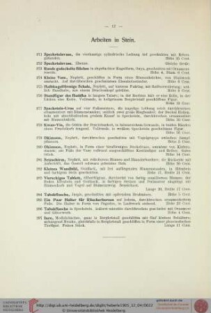 Arbeiten in Stein (Nr. 271-287)