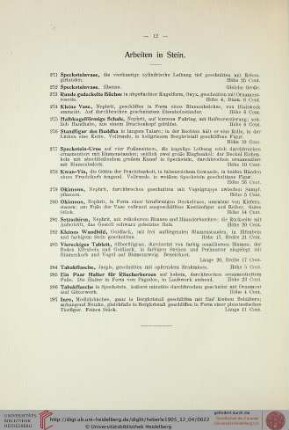 Arbeiten in Stein (Nr. 271-287)