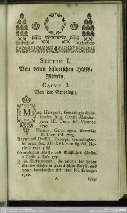 Sectio I. Von denen historischen Hülfs-Mitteln
