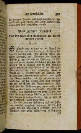 Das zweyte Kapitel. Von den schädlichen Wirkungen der Speise und des Tranks. - Das dritte Kapitel. Von den schädlichen Wirkungen der Leibes-Bewegung und der Ruhe.