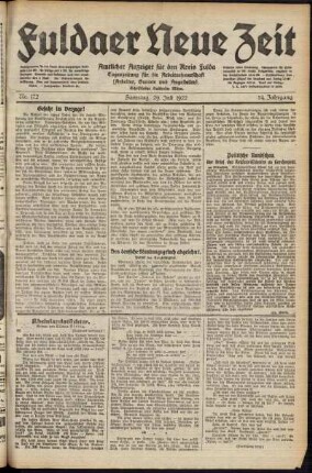 Ausgabe vom Samstag, den 29. Juli 1922.