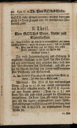 II. Theil. Von Gottes Wesen, Natur und Eigenschafften.
