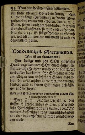 Von denen heil. Sacramenten.