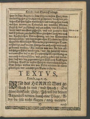 Textus, Ezech. 24. v. 15.