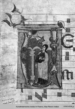 Antiphonar : Initiale V mit der Verkündigung des Todes an Maria