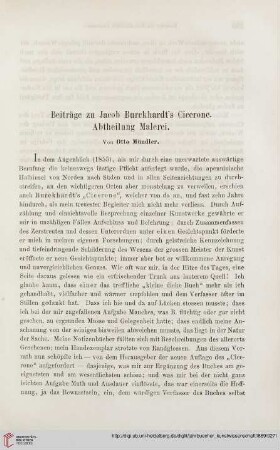 Beiträge zu Jacob Burckhardt's Cicerone: Abtheilung Malerei