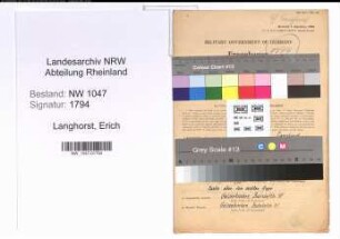 Entnazifizierung Erich Langhorst , geb. 23.11.1908 (Angestellter)