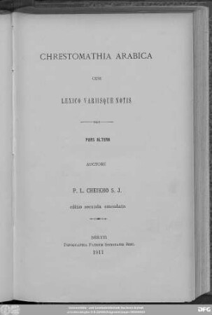 Ps. 2: Chrestomathia Arabica cum lexico variisque notis