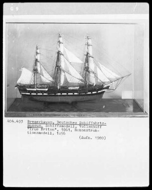 Vollschiff "True Briton", 1861, Rekonstruktionsmodell