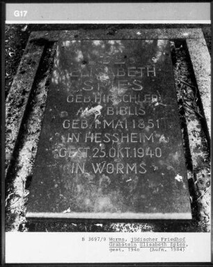 Grabstein von Elisabeth Spies (gestorben 1940.10.25)