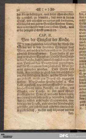 Cap. II. Von der Einigkeit der Kirche.