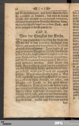Cap. II. Von der Einigkeit der Kirche.
