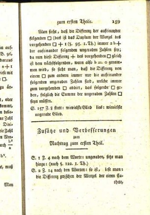 Zusätze und Verbesserungen zum Nachtrag zum ersten Theil