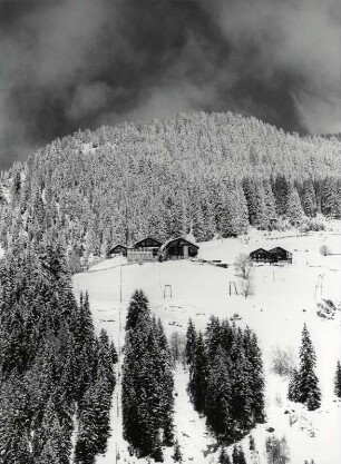 Winterlandschaft mit Bauernhöfen im Ahrntal