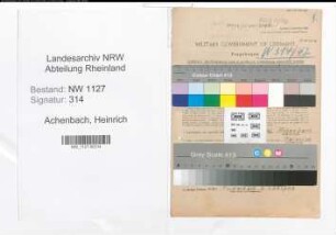 Entnazifizierung Heinrich Achenbach , geb. 06.12.1895 (Lehrer)