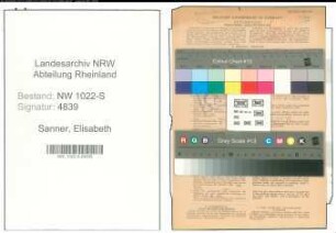 Entnazifizierung Elisabeth Sanner , geb. 09.11.1888 (Lehrerin)