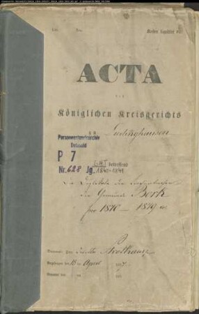 Kirchenbuchduplikat der katholischen Gemeinde Bork (GHT 1840-1849). (Gemeinde: Bork, katholische Gemeinde)