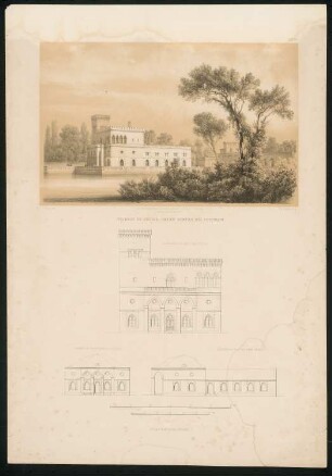 Architektonische Entwürfe für den vorhandener Gebäude, Potsdam 1845-49. Die Meierei im Königlichen Neuen Garten, Potsdam Umbau: Tafel 22. Ansicht