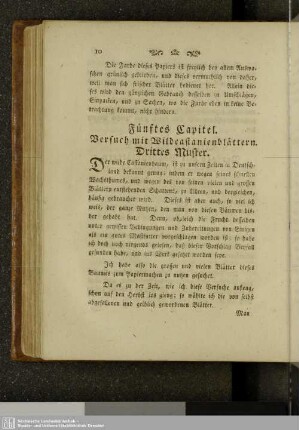Fünftes Kapitel. Versuch mit Wildcastanienblättern. Drittes Muster.