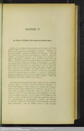 Chapitre IV, La Ligue du Rhin et le traite de Ratisbonne