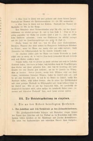 III. Die Betriebsgestaltung im einzelnen.
