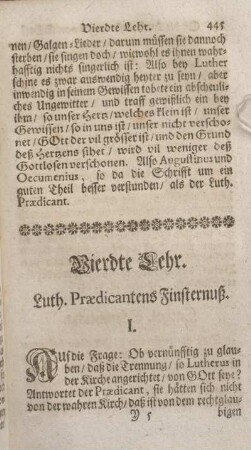 Vierdte Lehr. Luth. Praedicantens Finsternuß.