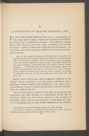 X. A description of bills of exchange, 1559