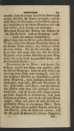 Wie eines Tags der Ritter die Amme in der Kirche fand, und zu ihr gieng, und sagte ihr etwas Heimliches.