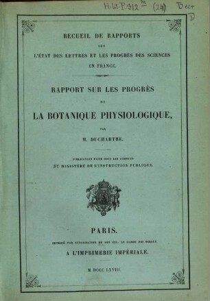 Rapport sur les progrès de la Botanique physiologique