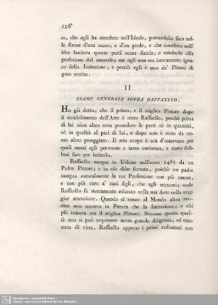 II. Esame Generale Sopra Raffaello.