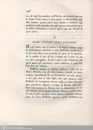 II. Esame Generale Sopra Raffaello.